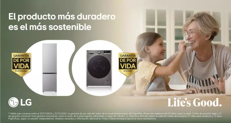 Garantía de por vida en el motor de lavadoras y comprensor de los frigoríficos LG
