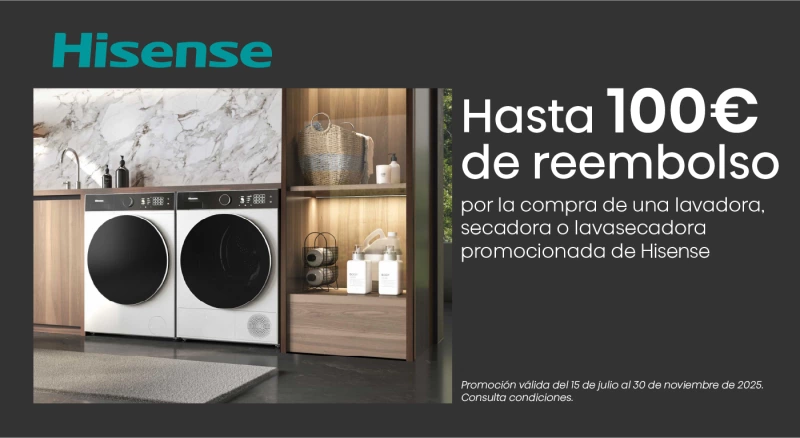 Compra tu lavadora, secadora o lavasecadora Hisense en Euronics y recibe un reembolso directo