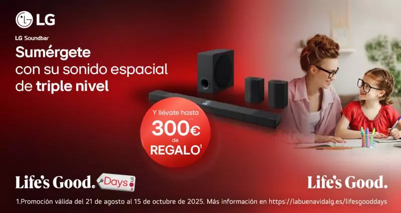 Tu sonido de cine con LG: hasta 300€ de reembolso por la compra de tu barra de sonido