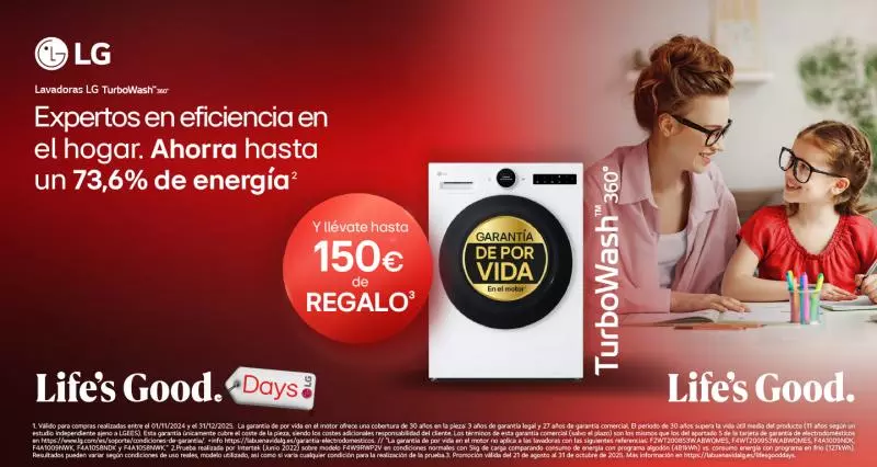 Hasta 150€ de regalo en tu lavadora Life´s Good