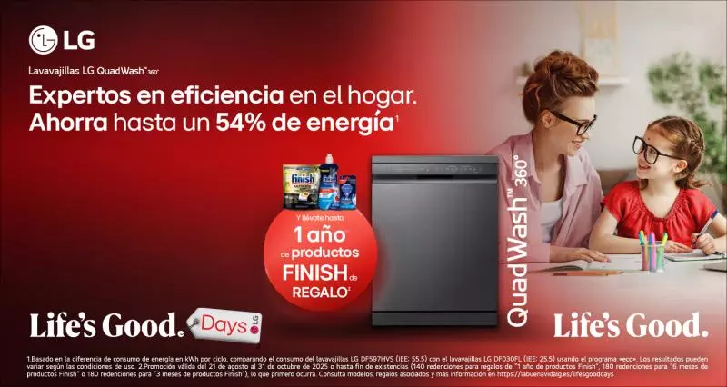 1 Año de Finish gratis con la compra de un lavavajillas LG