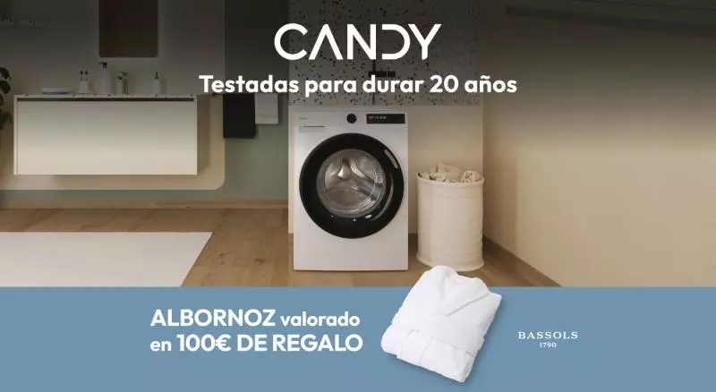 Disfruta de un albornoz de regalo con tu lavadora Candy, ¡testada para durar 20 años!
