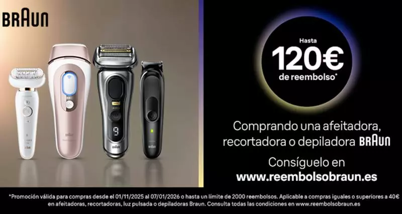 Hasta 120€ de reembolso con tu compra Braun estas navidades