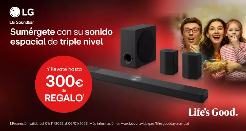 Con tu nueva Barra de sonido  LG, gana hasta 300€ de regalo