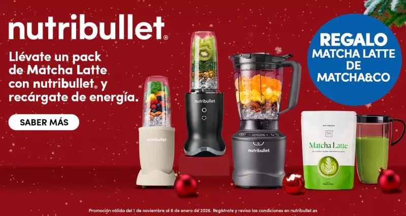 Consigue un Matcha Latte de regalo con tu compra de una batidora Nutribullet