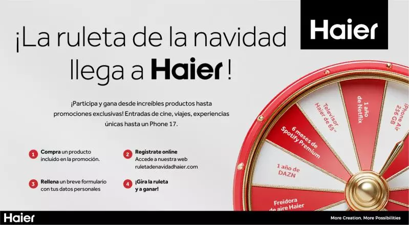 Gira la Ruleta Haier y consigue un premio seguro con tu aire acondicionado