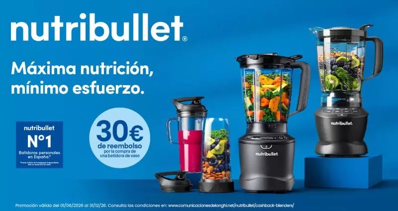 Consigue 30€ de reembolso con tu batidora Nutribullet