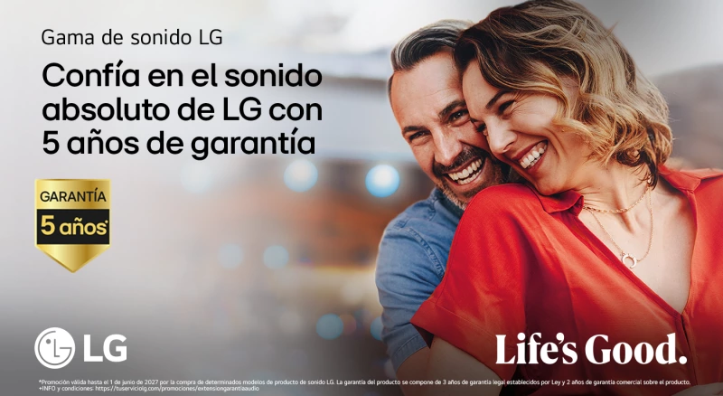 Compra un producto de audio LG y llévate 5 años de garantía