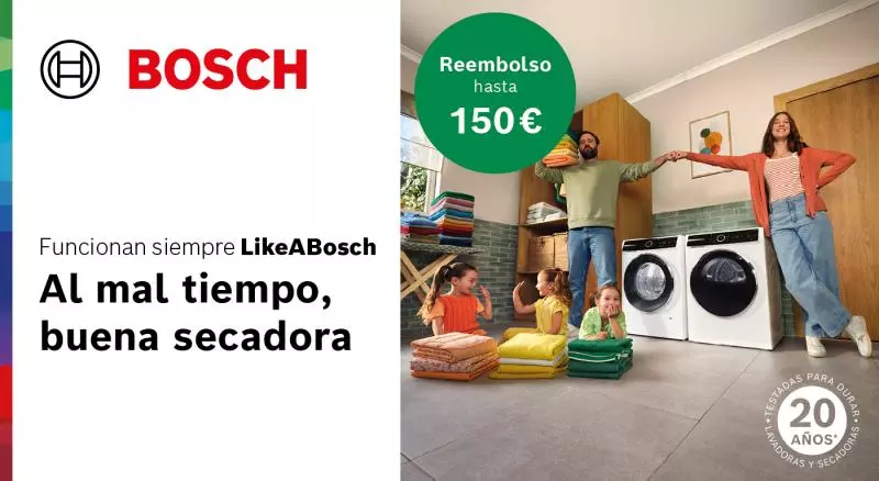 Consigue hasta 150€ de reembolso con tu secadora Bosch