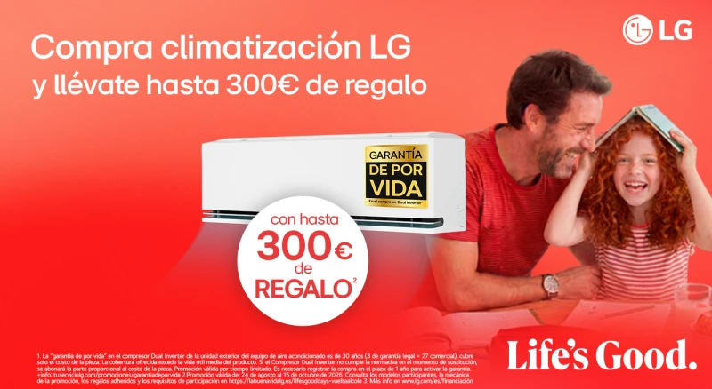 Consigue hasta 300€ de reembolso con tu nuevo aire acondicionado LG en Euronics