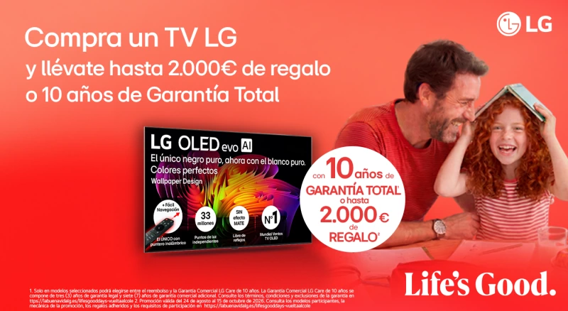 Compra un televisor o barra de sonido LG y llévate hasta 2.000€