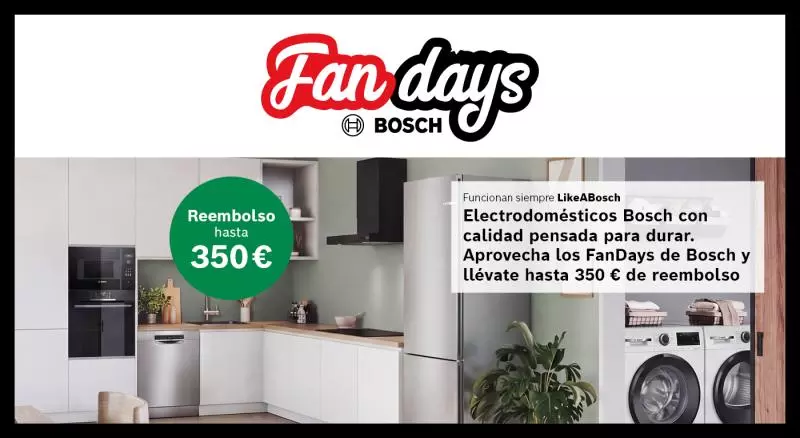 ¡Equipa tu casa en Euronics con Bosch y llévate hasta 350€ de reembolso!  