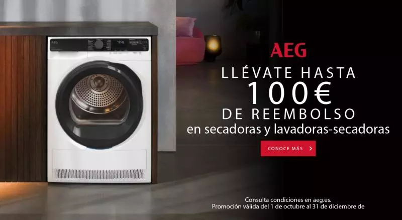 Compra una secadora o lavasecadora AEG y llévate hasta 100€ de reembolso