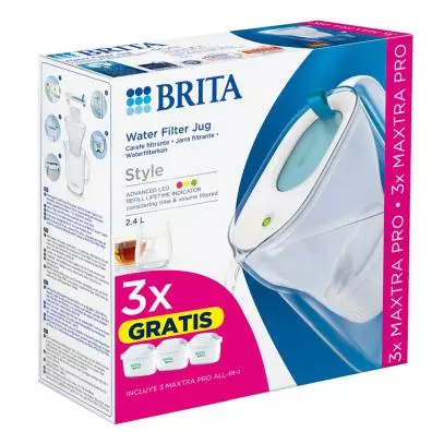 Jarra Brita STYLE + 3 Filtros Maxtra Pro