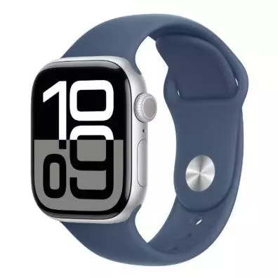 Apple Watch Series 10 (GPS + Cellular) - Caja de aluminio plata 46 mm - Correa deportiva azul denim - Talla S/M