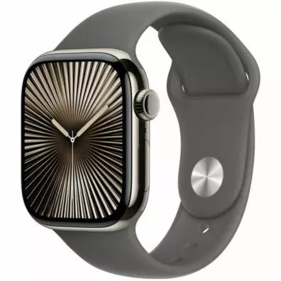 Apple Watch Series 10 (GPS + Cellular) - Caja de titanio natural 42 mm - Correa deportiva gris piedra - Talla S/M