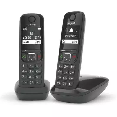 Teléfono fijo Gigaset AS690 DUO NEGRO