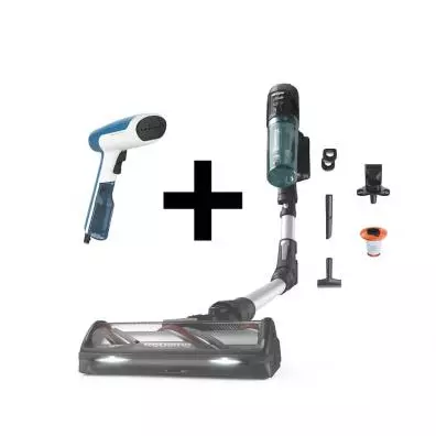 Pack aspirador escoba Rowenta RH9A32DR X-Force Flex + Plancha vertical DR6130