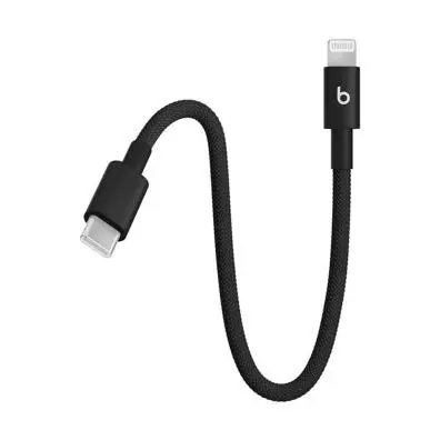 Cable Apple TRENZADO CORTO USB-C A LIGHTNING DE BEATS (20 CM) - NEGRO CARBÓN