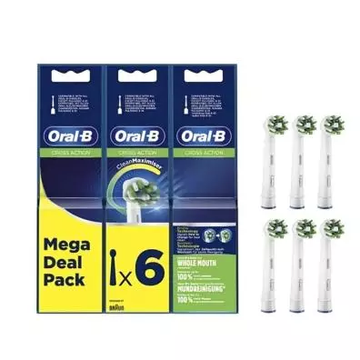 Cabezales de recambio  Oral-B  CROSS ACTION EB 6 CT BLANCO