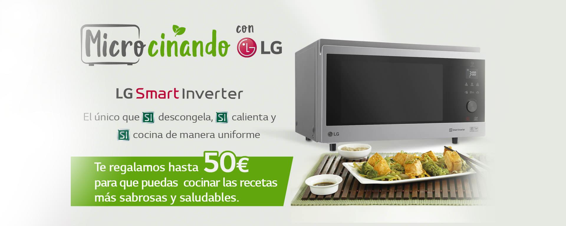 Compra tu microondas LG Smart Inverter y llévate hasta 50€ en tarjeta prepago Mastercard
