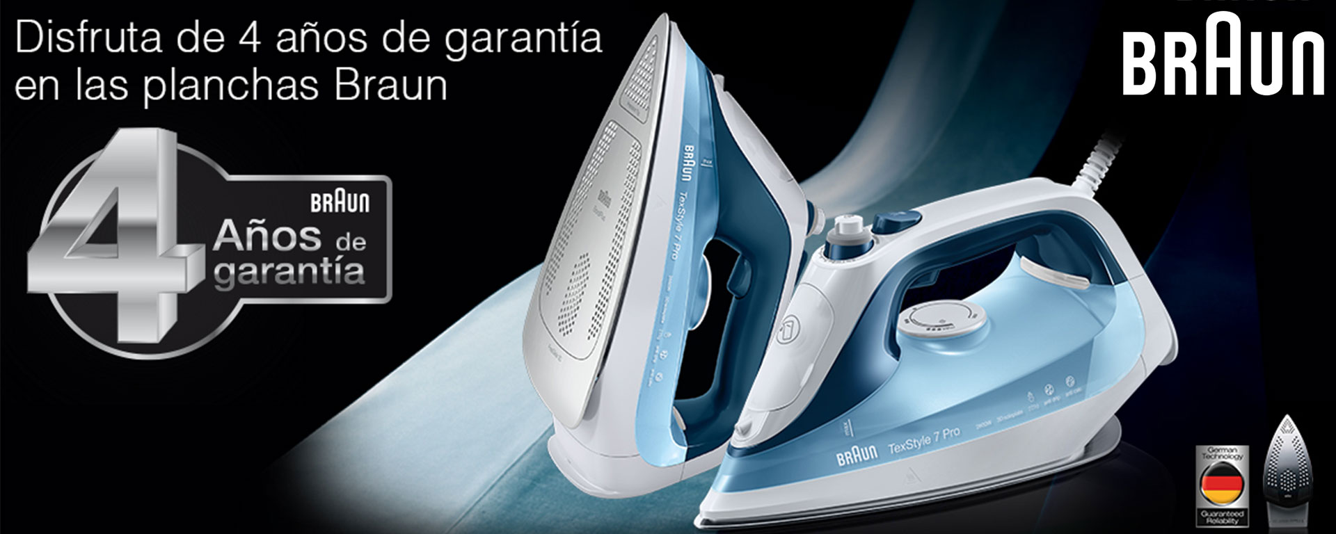 Compra tu Plancha de vapor Braun TexStyle y llévate una garantía de 4 años
