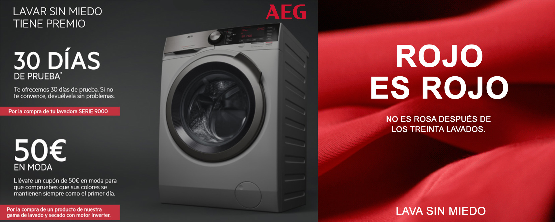 Compra un modelo de gama de lavado y secado AEG con motor inverter , podrás llevarte un cupón en moda de 50€