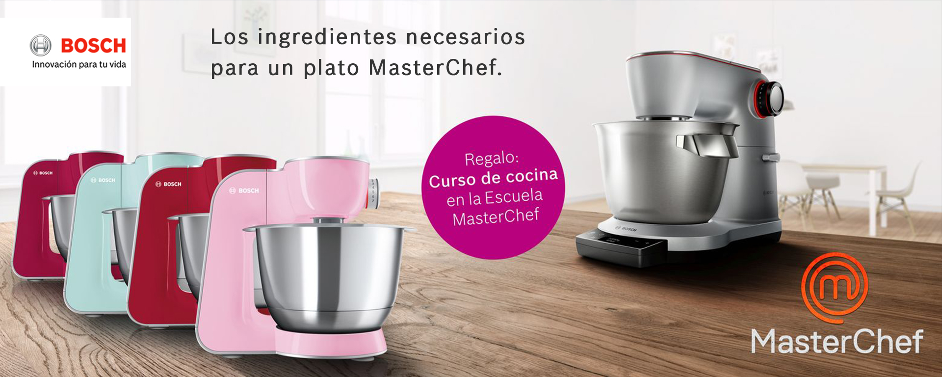 Compra un robot de cocina Bosch y consigue tu suscripción gratuita en la escuela online MasterChef