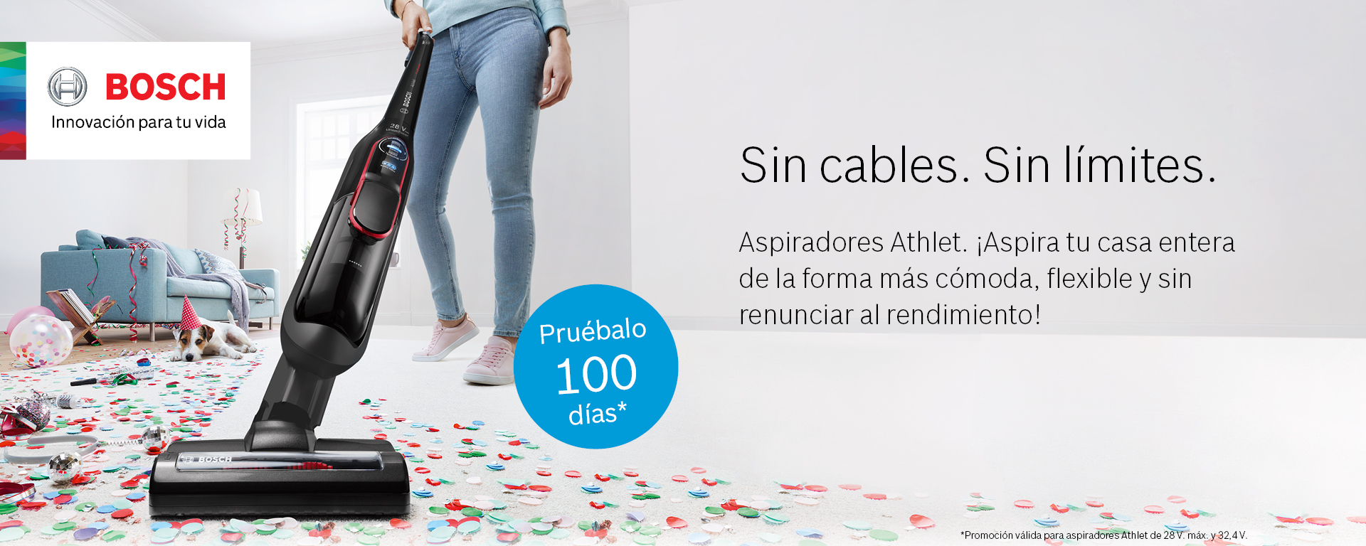 Compra tu aspirador Athlet de Bosch y pruebalo durante 100 días