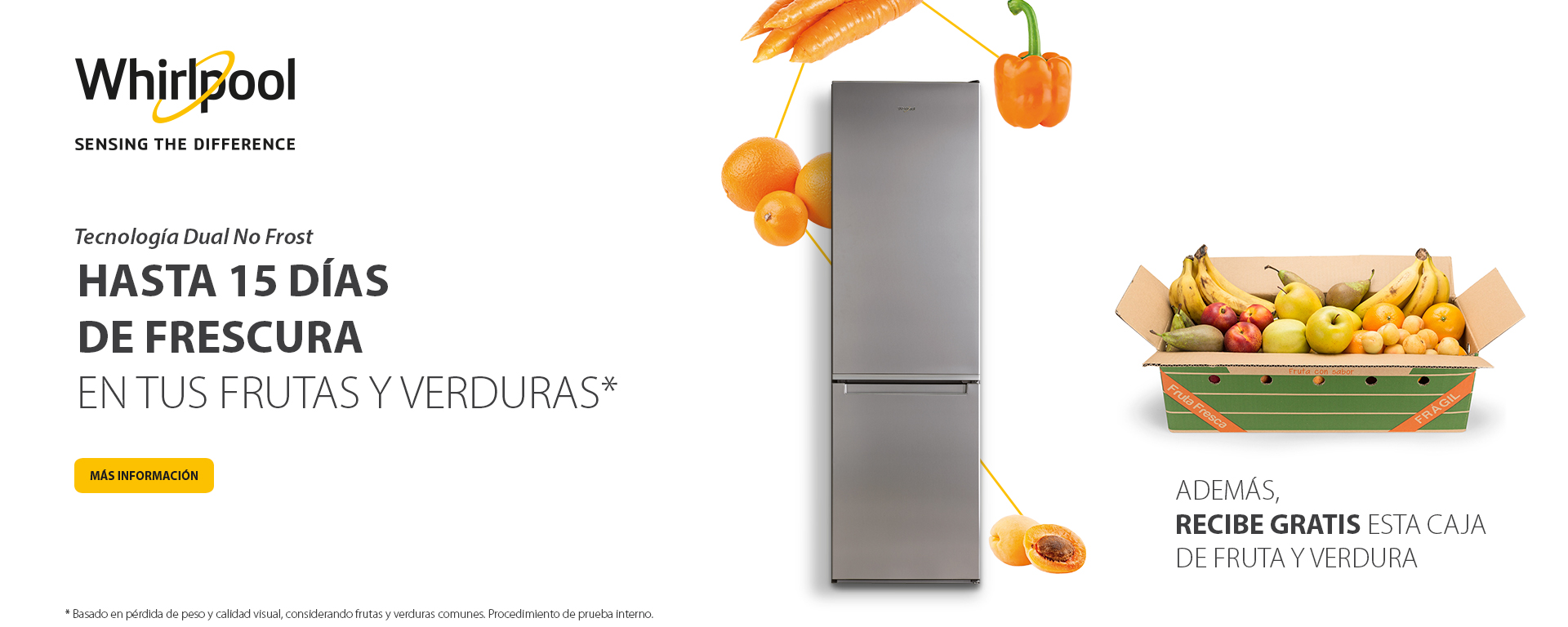 Compra un frigorífico Whirlpool y llévate gratis una caja de frutas y verduras valorada en 40€