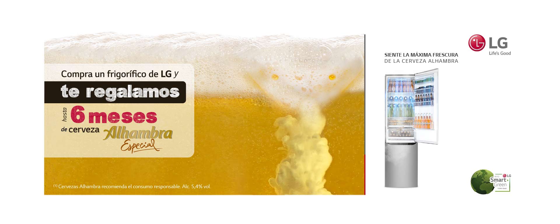 Compra tu frigorífico LG  y consigue hasta 6 meses de Cerveza gratis