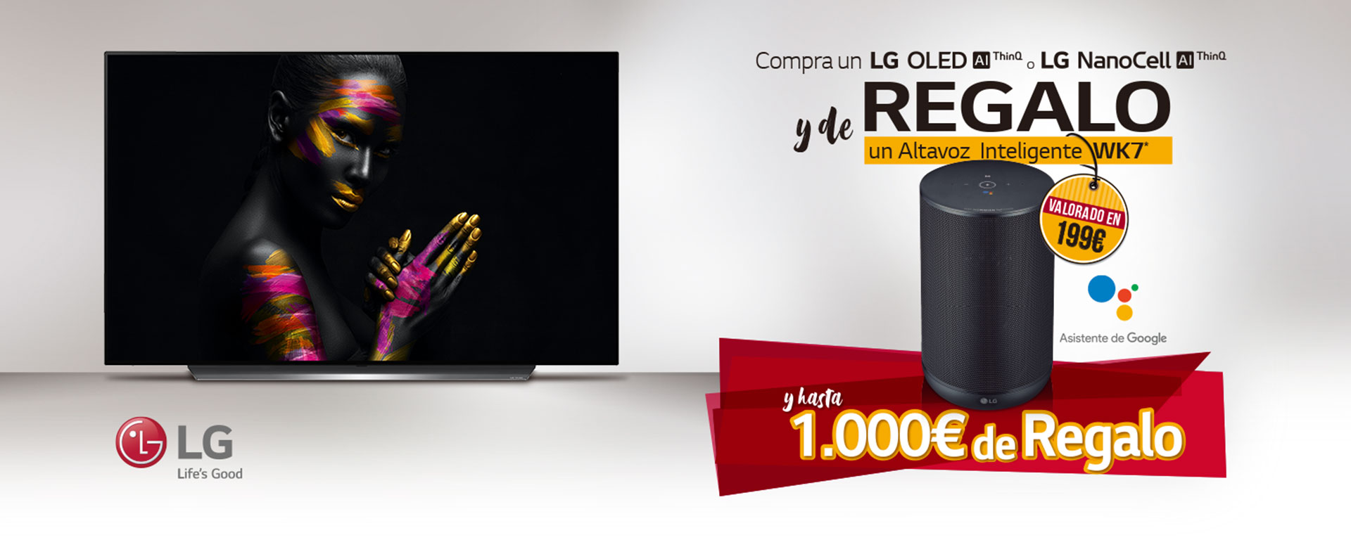 Compra un televisor LG OLED o NanoCell y consigue un altavoz Inteligente WK7 (valorado en 199€) + cashback de hasta 1000€