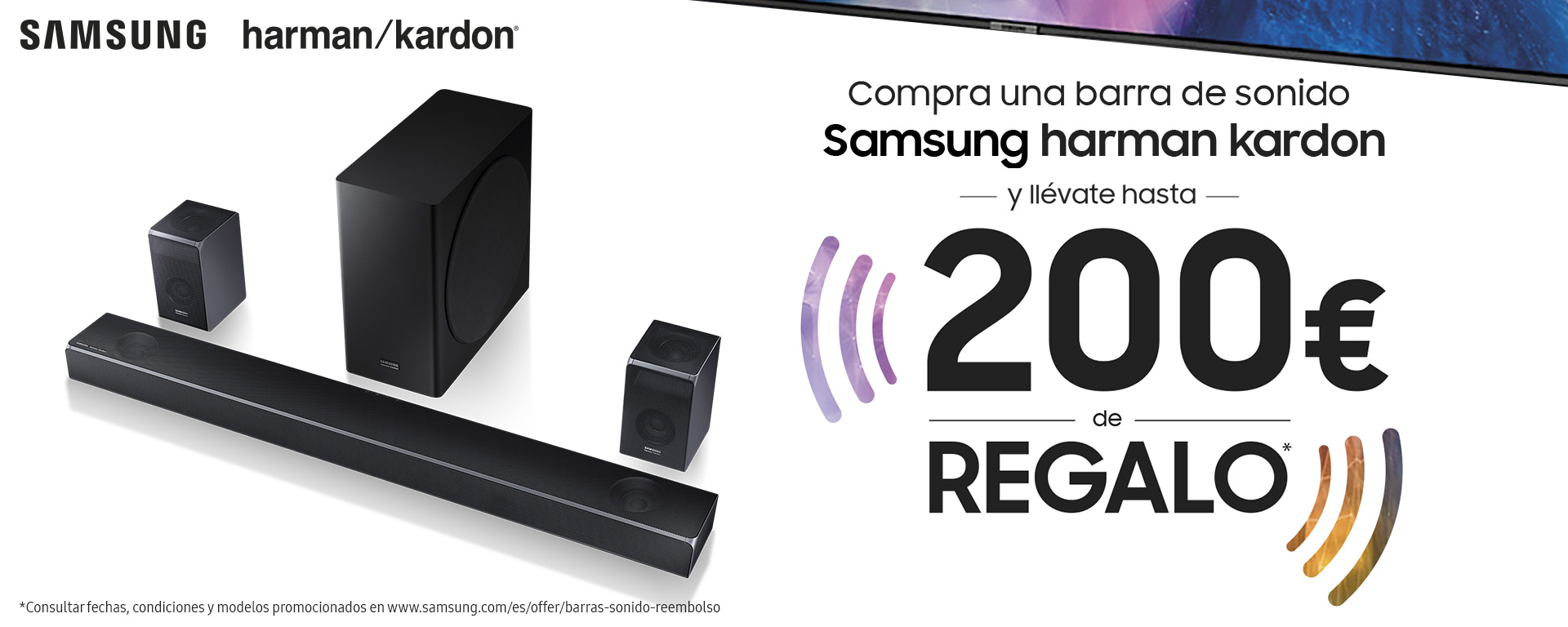Compra una Barra de sonido Harman Kardon Samsung y podrás llevarte hasta 200€