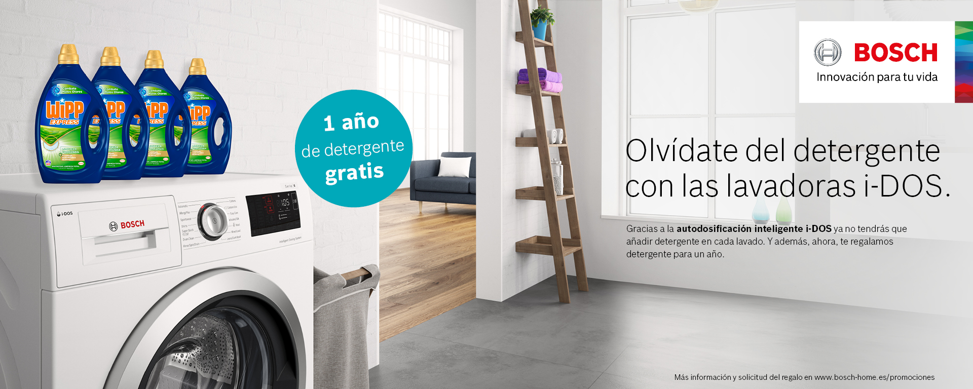 Compra tu lavadora i-Dos de Bosch y llévate un pack de detergente para un año