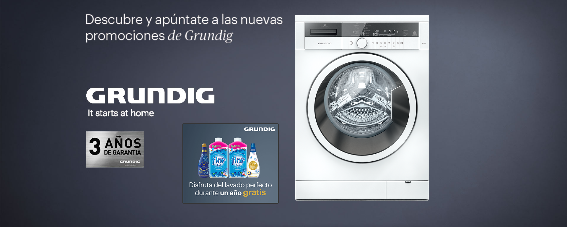 Compra una Lavadora Grundig y llévate de regalo suavizante Flor para 1 año