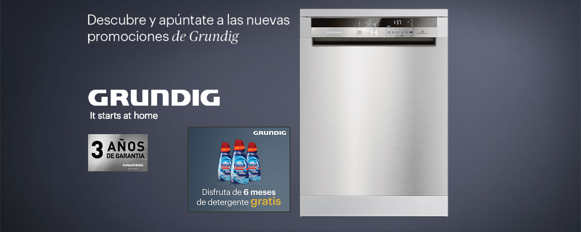 Compra una Lavadora Grundig y llévate de regalo detergente Finish