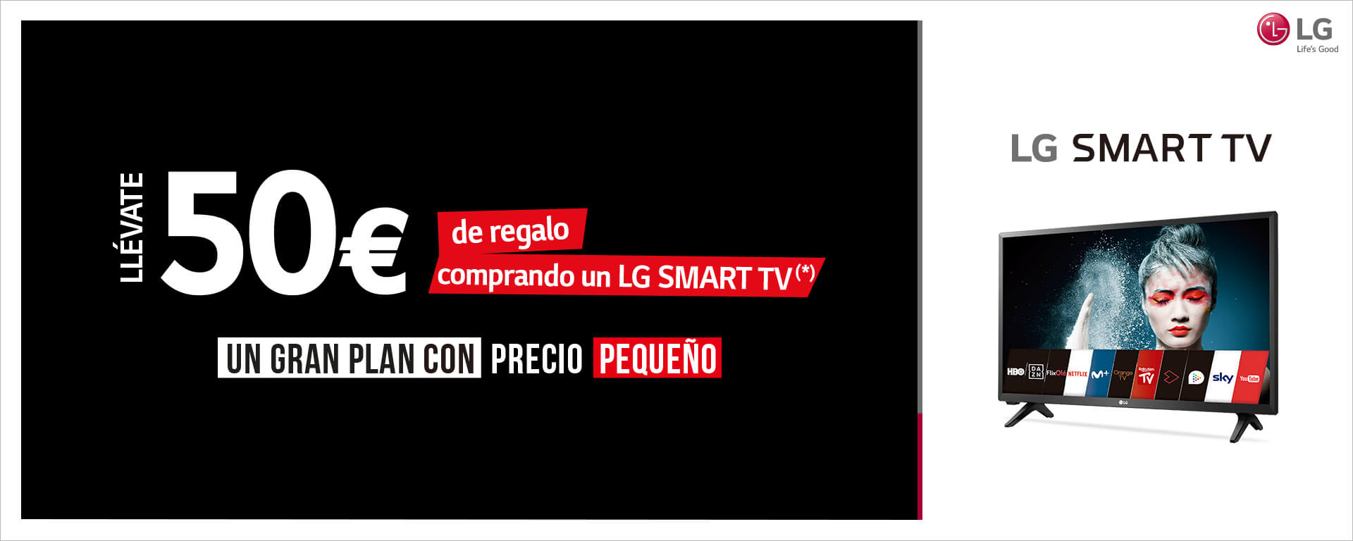 Compra un televisor LG Smart TV pequeña pulgada, puedes llevarte de regalo 50€