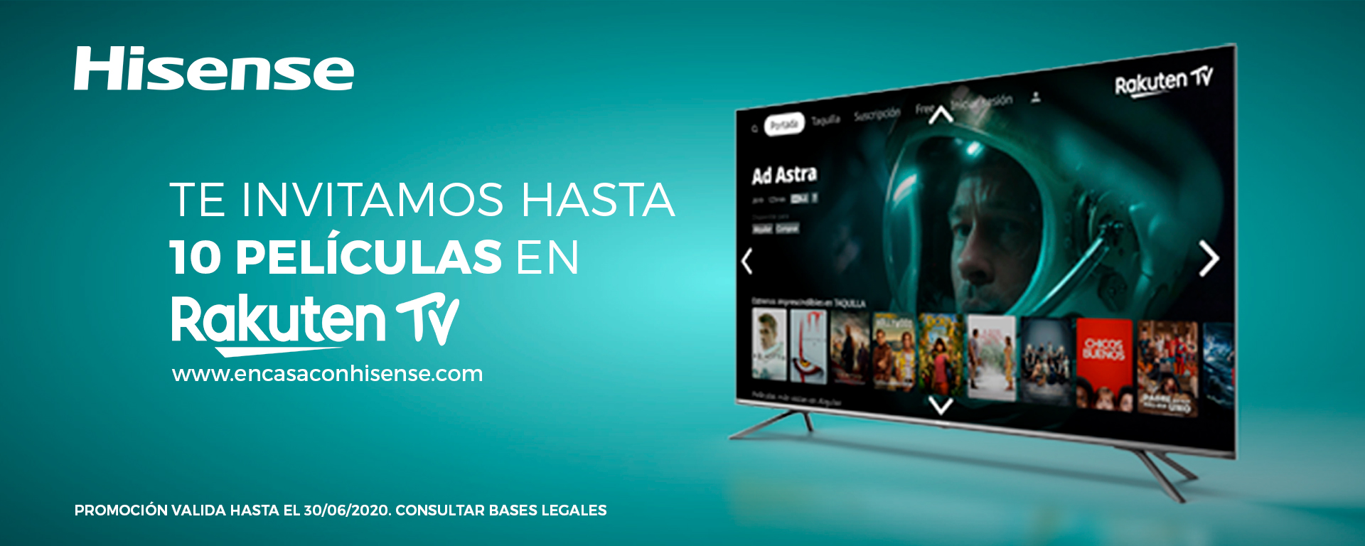 Compra un televisor Hisense y te invitamos hasta 10 códigos en Rakuten TV