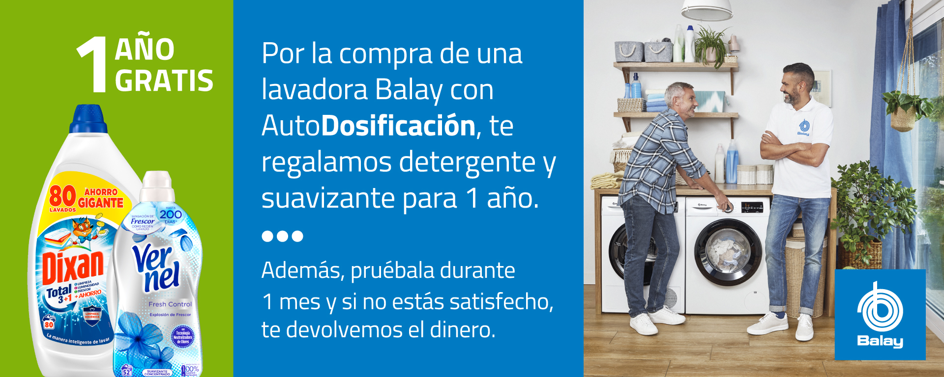 Compra tu Lavadora Balay con AutoDosificación y consigue 1 año gratis de detergente y suavizante