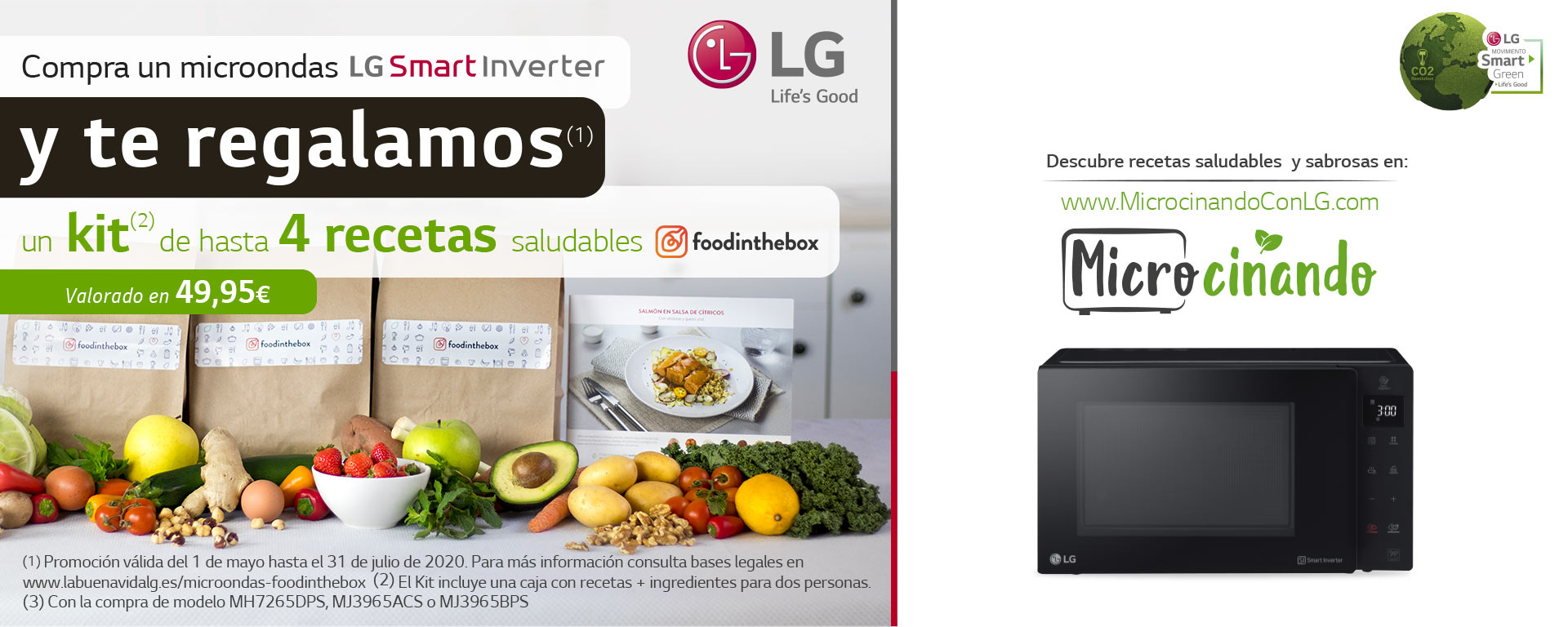 Llévate hasta 4 recetas en FOODINTHEBOX por la compra de un microondas LG.
