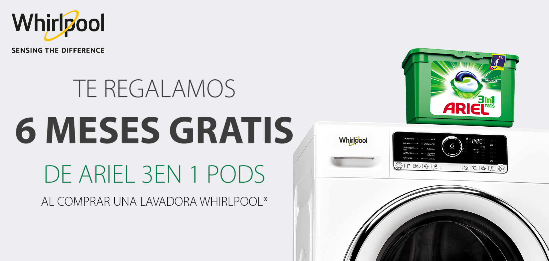 Compra tu Lavadora Whirlpool y consigue 6 meses gratis de detergente