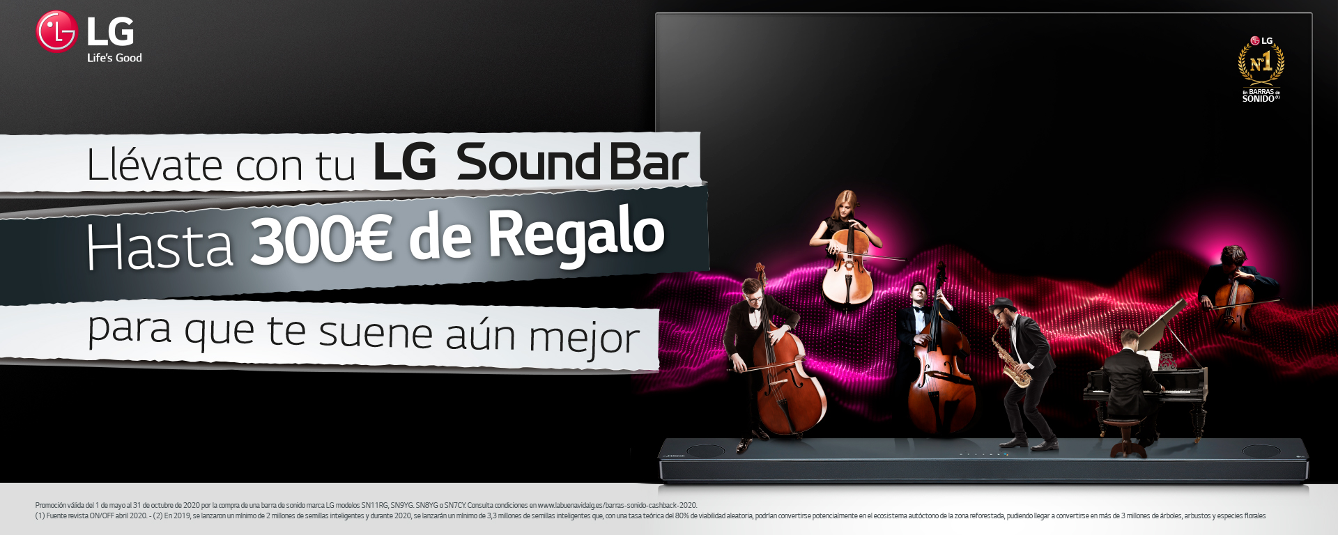 Consigue hasta 300€ de reembolso por la compra de tu Barra de Sonido LG