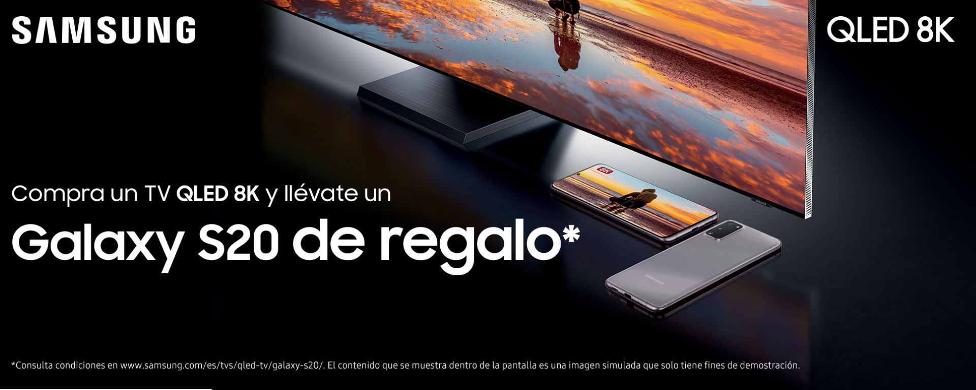Consigue un Smartphone Samsung Galaxy S20 por la compra de tu Televisor Samsung QLED 8K 