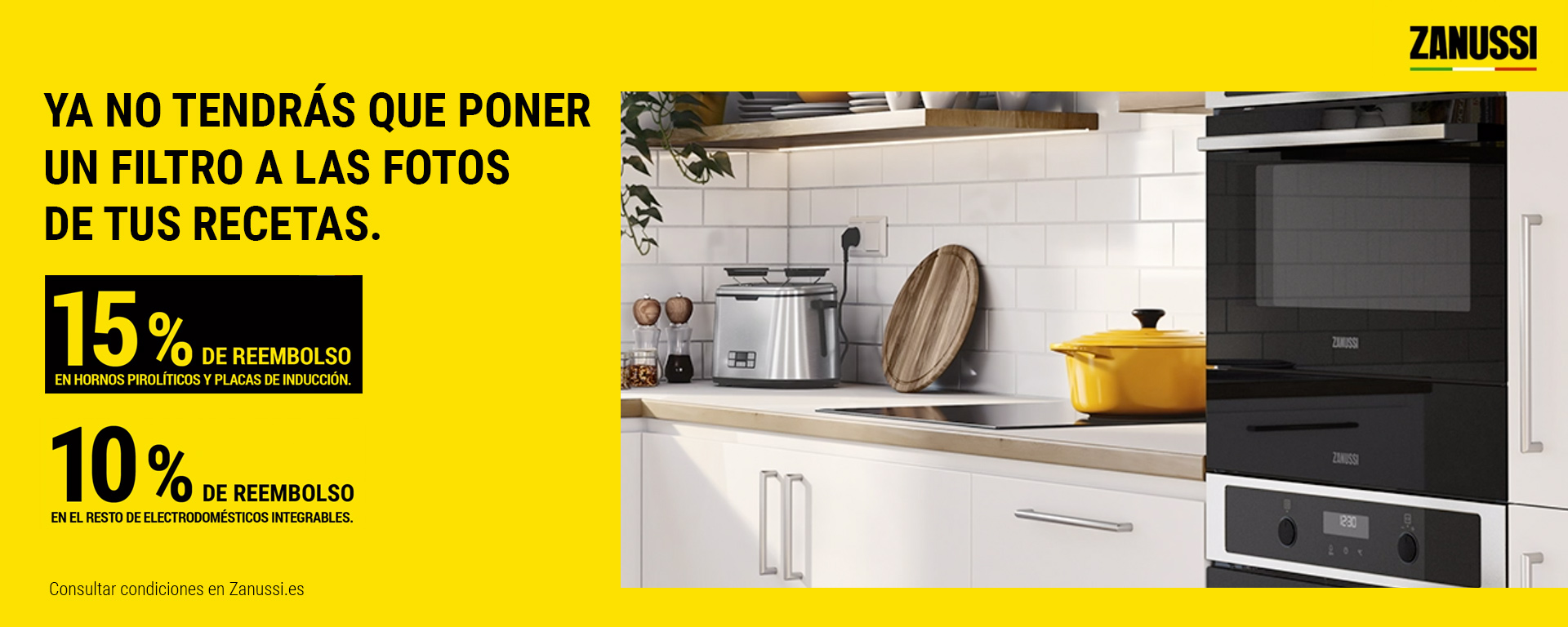 Compra un electrodoméstico encastrable Zanussi y consigue hasta un 15% de reembolso