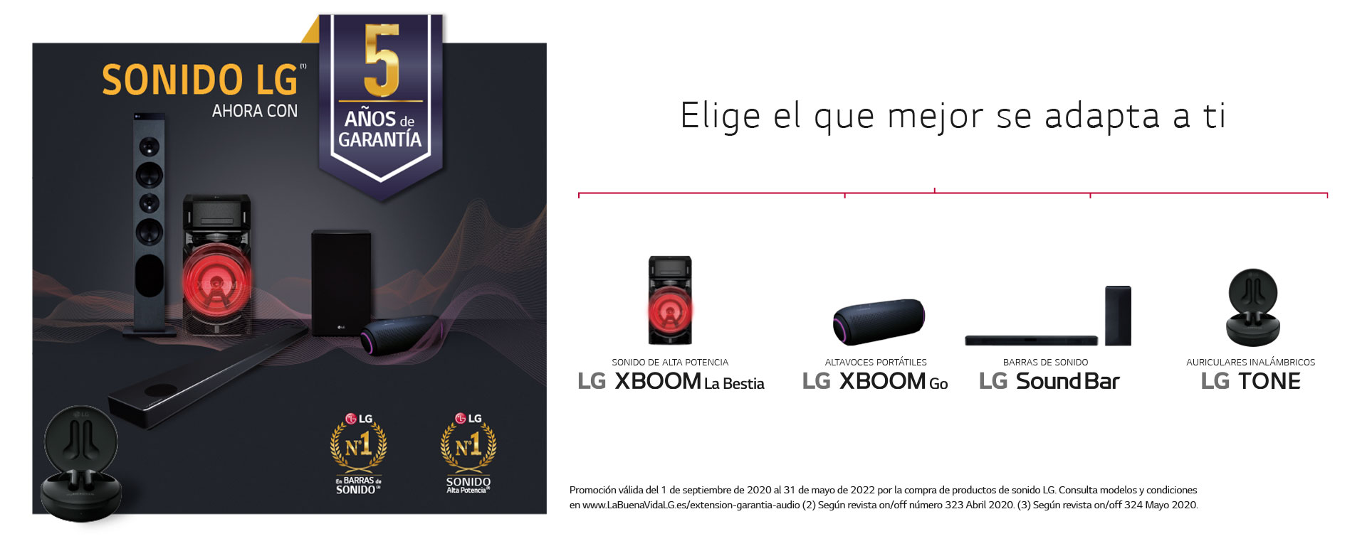 Llévate 5 años de garantía por la compra de tu producto de audio LG