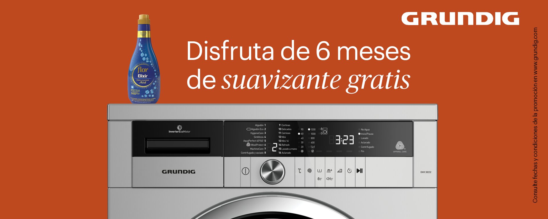 Llévate 6 meses de suavizante gratis por la compra de tu lavadora Grundig
