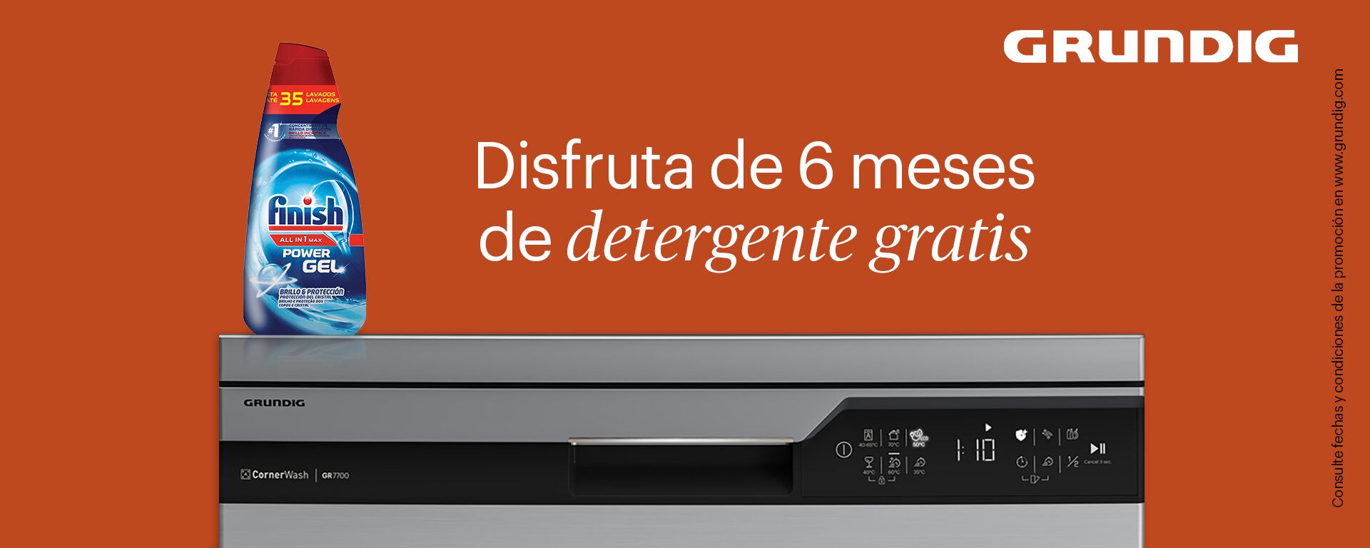 Llévate 6 meses de detergente gratis por la compra de tu lavavajillas Grundig