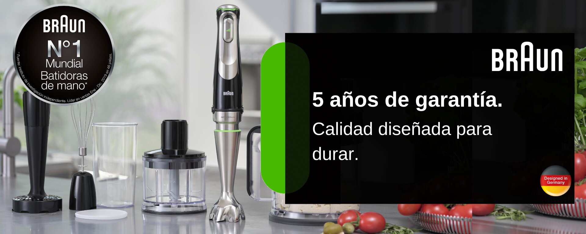 Consigue 5 años de garantía por la compra de tu batidora de mano Minipimer de la Serie 5, Serie 7 o Serie 9 de Braun
