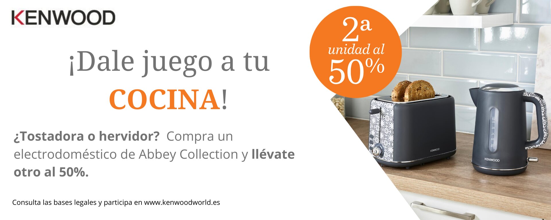 Compra tu producto Abbey Collection de Kenwood y consigue un 50% de reembolso en la segunda unidad