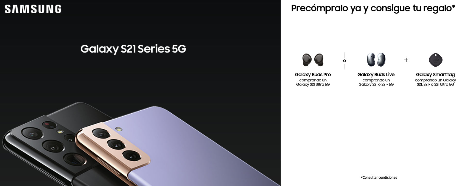 Llévate unos Galaxy Buds de regalo por la precompra de smartphone Samsung Galaxy S21 o S21+